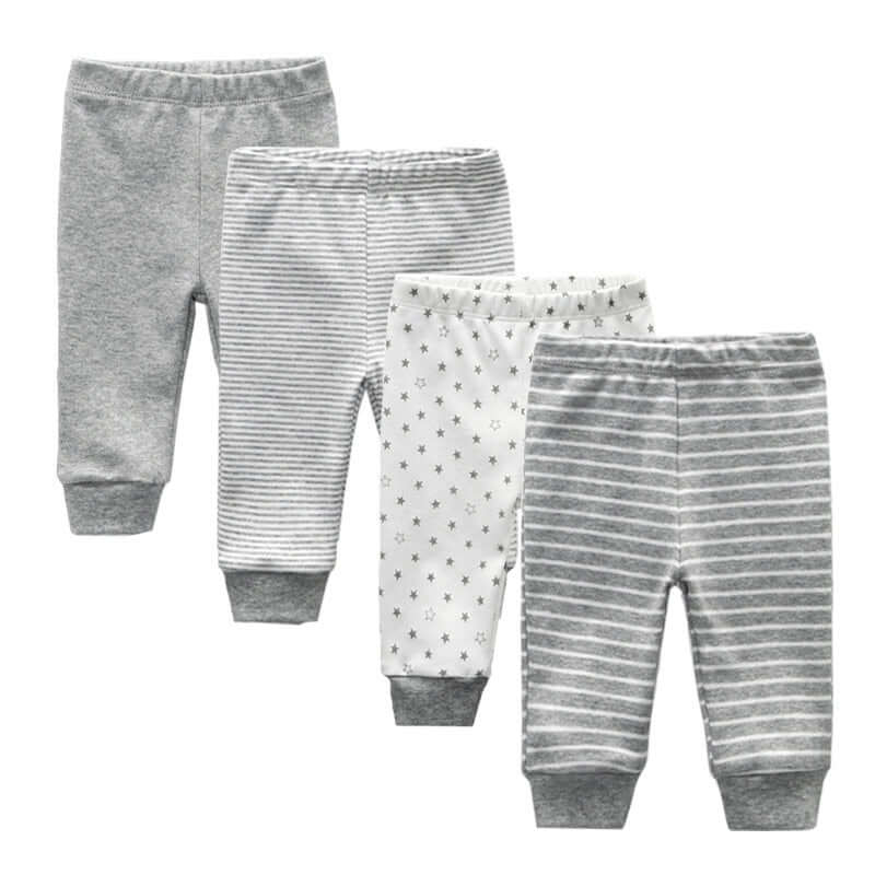 OleOle Four Seasons Baby Cartoon Pants - Set of 3 or 4 pieces suitable for infants aged 0-12 months.