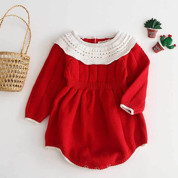 OleOle Baby Girls Knitted Romper - Newborn Fashion Overalls Sweater (0 - 3 years)