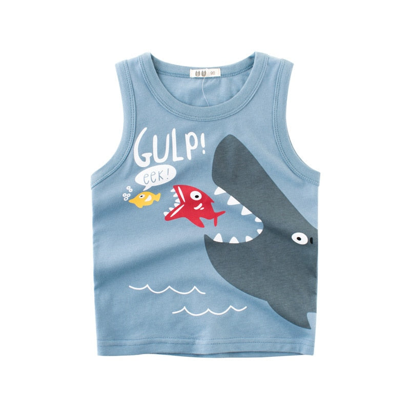 Image of Dino, Shark & Croc prints on baby tees (1-6 yrs). Shop now at OleOle.