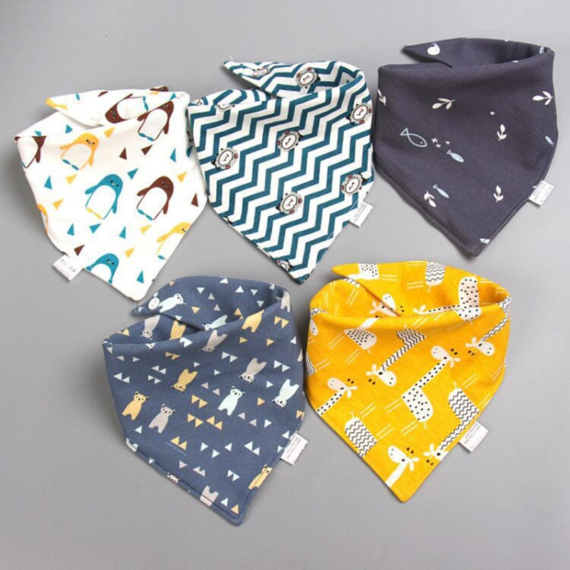 Image of 5pcs Stylish Bandana Baby Bib Set for Ultimate Softness! Shop now at OleOle.