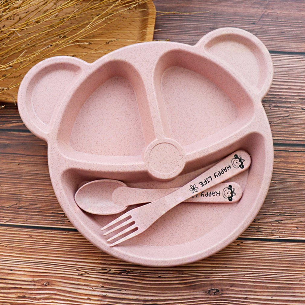 Image of Adorable Bear Kids Plate Set – Complete with Spoon and Fork for Mealtime Fun! Shop now at OleOle.