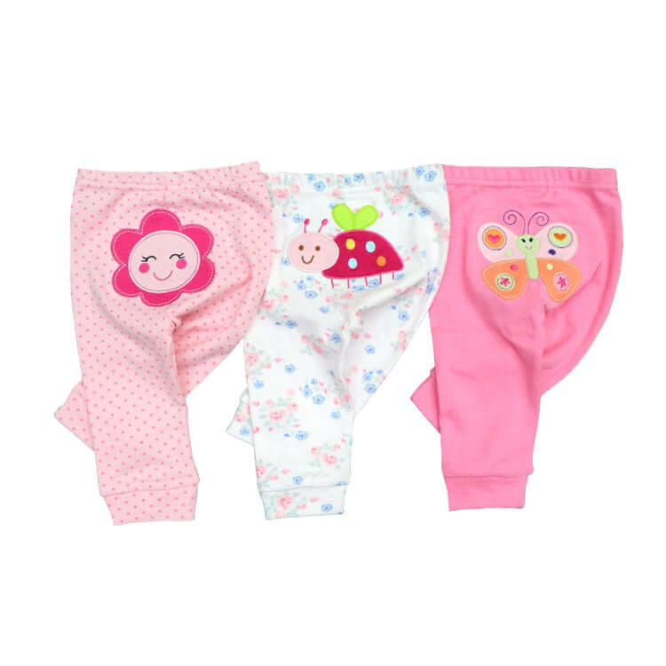 OleOle Four Seasons Baby Cartoon Pants - Set of 3 or 4 pieces suitable for infants aged 0-12 months.