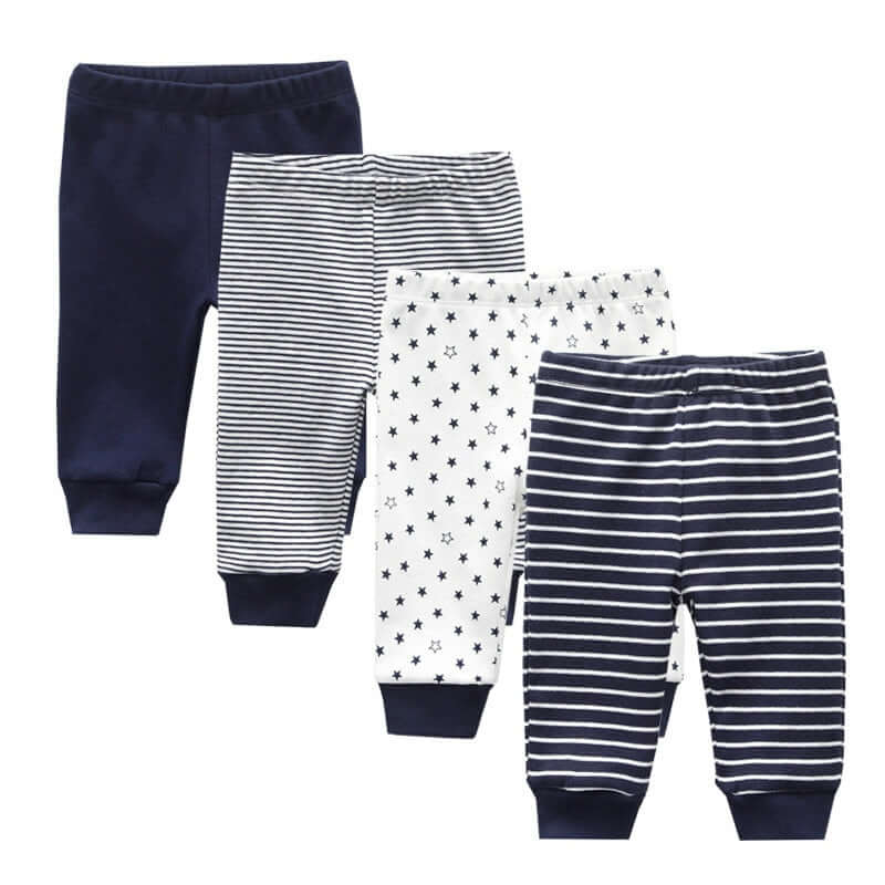 OleOle Four Seasons Baby Cartoon Pants - Set of 3 or 4 pieces suitable for infants aged 0-12 months.