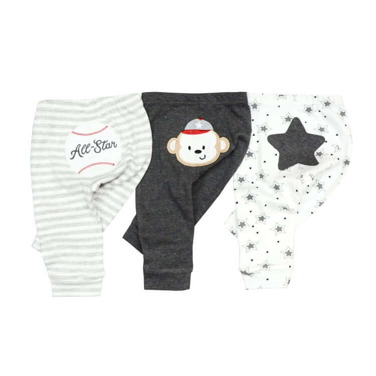 OleOle Four Seasons Baby Cartoon Pants - Set of 3 or 4 pieces suitable for infants aged 0-12 months.