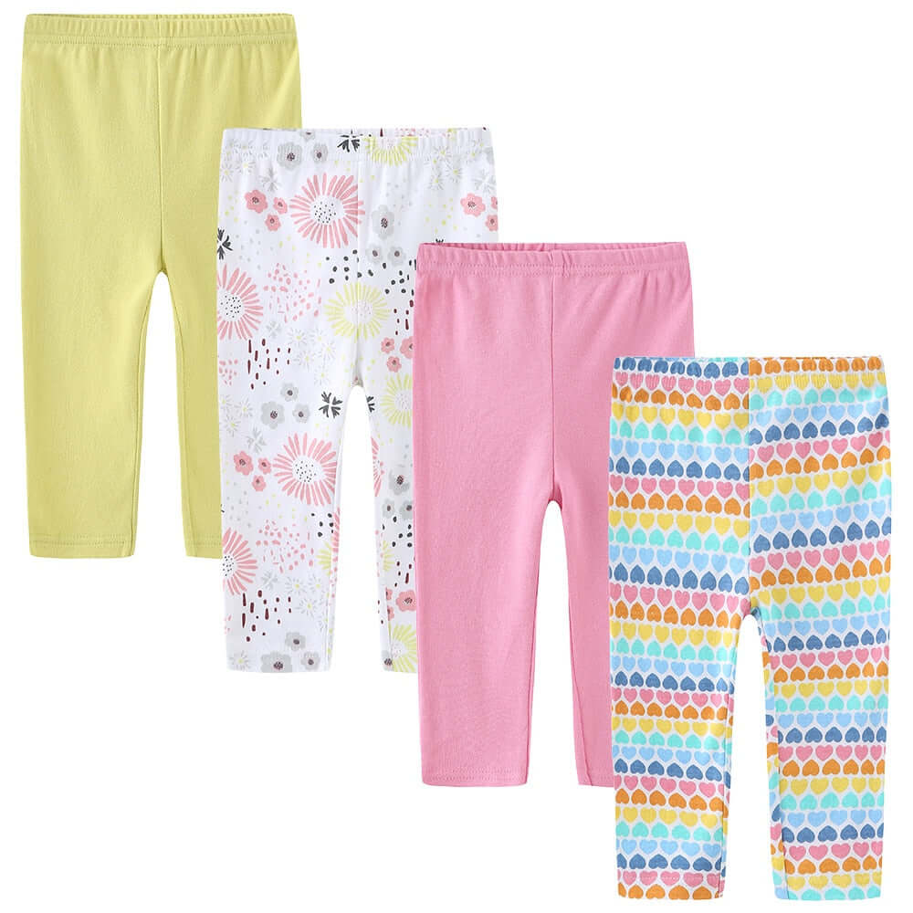 OleOle Four Seasons Baby Cartoon Pants - Set of 3 or 4 pieces suitable for infants aged 0-12 months.