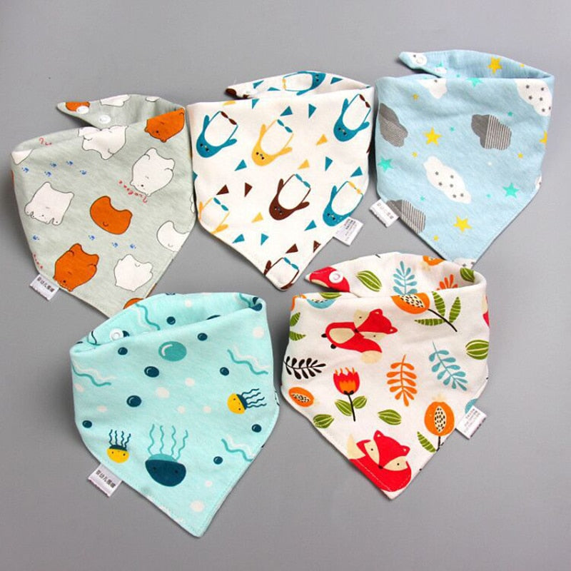 Image of 5pcs Stylish Bandana Baby Bib Set for Ultimate Softness! Shop now at OleOle.