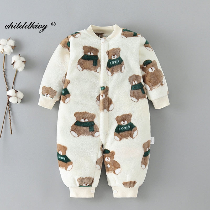 Newborn Baby Jumpsuit Soft Flannel Romper OleOle - Main Image