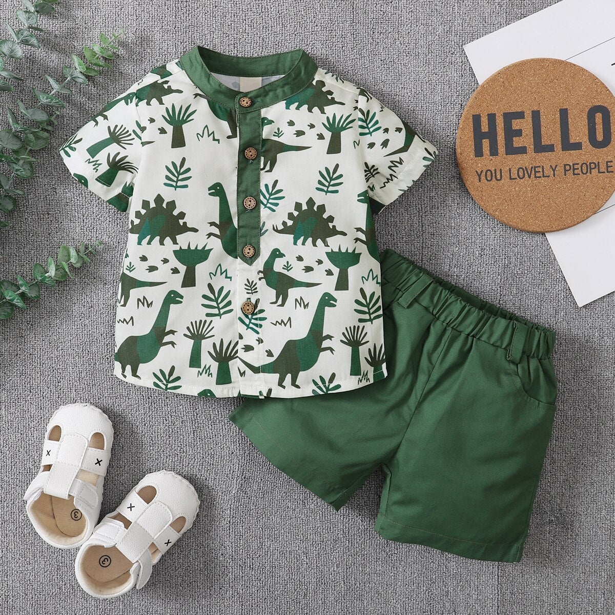 Image of Stylish Toddler Boy 2-Piece Summer Set (0-5 yrs): Comfortable short sleeve outfits for a cool summer look! Shop now at OleOle.