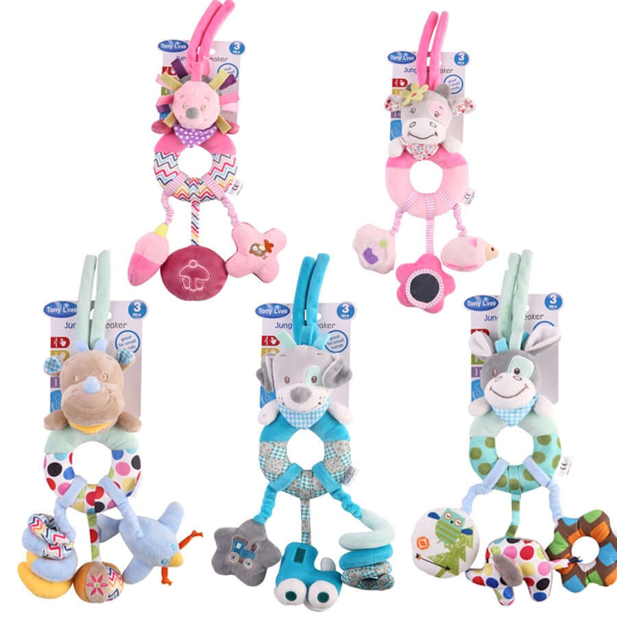 Image of Baby Rattle Toys: Cartoon Animal Plush Collection, Educational & Fun for 0-12 Months - On Sale Now at OleOle!