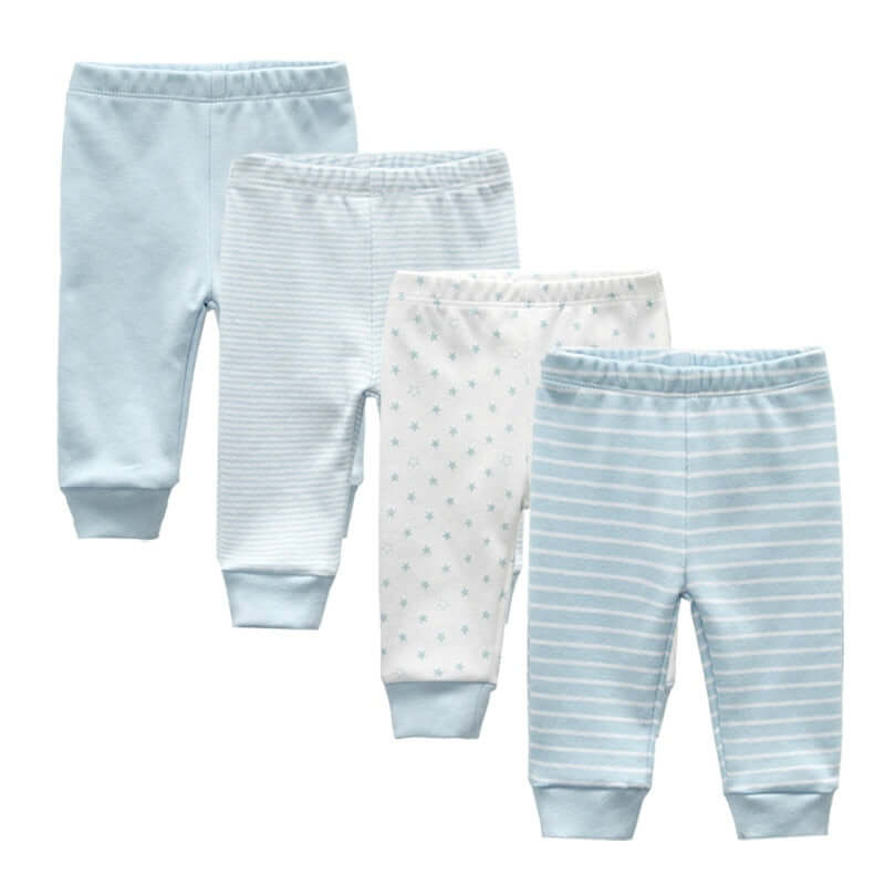 OleOle Four Seasons Baby Cartoon Pants - Set of 3 or 4 pieces suitable for infants aged 0-12 months.