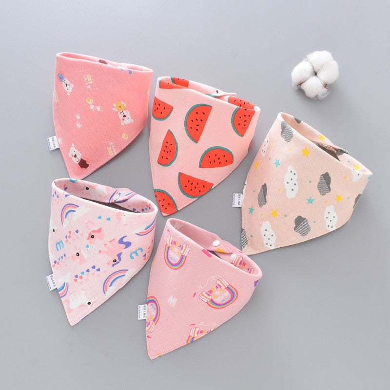 Image of 5pcs Stylish Bandana Baby Bib Set for Ultimate Softness! Shop now at OleOle.