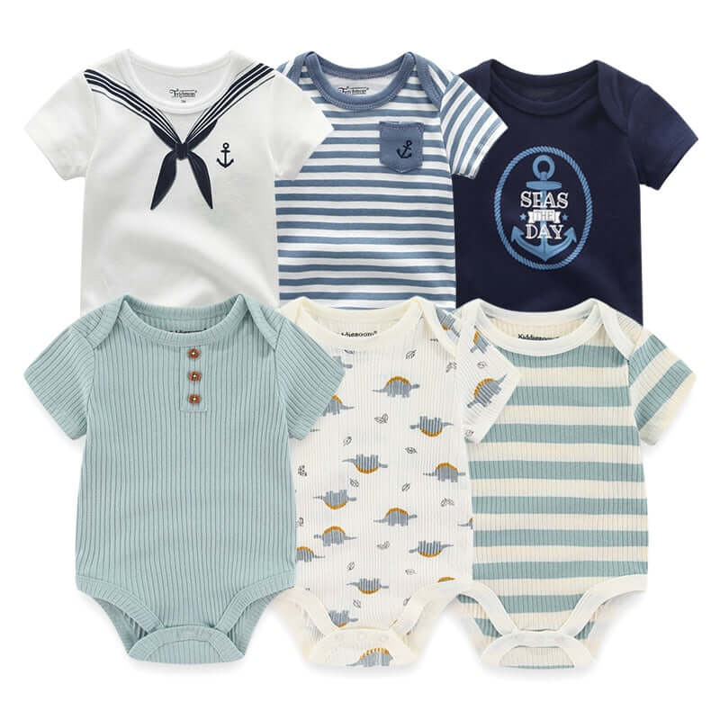 A Set of 6 Handmade Unisex Baby Jumpsuits, perfect for your little one from OleOle.