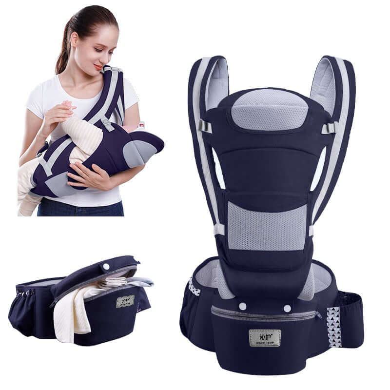 Image of Ergonomic Baby Carrier with Storage for infants up to 2 years old from OleOle. Provides comfort and convenience for parents on-the-go.