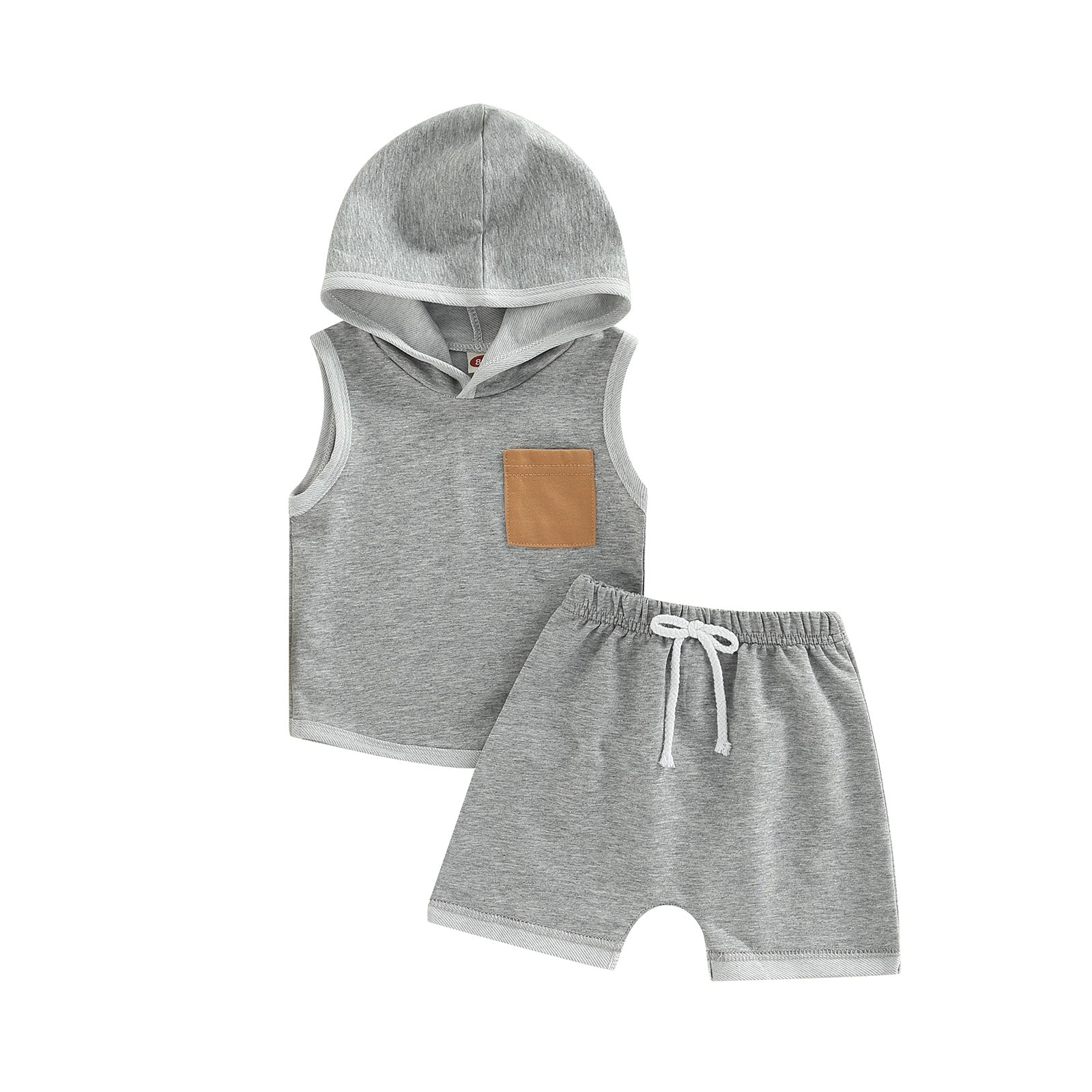 Image of Adorable Unisex Baby Sleeveless Hooded Top & Shorts Set (0-3 yrs) – Comfort and Style in Every Stitch! Shop now at OleOle.