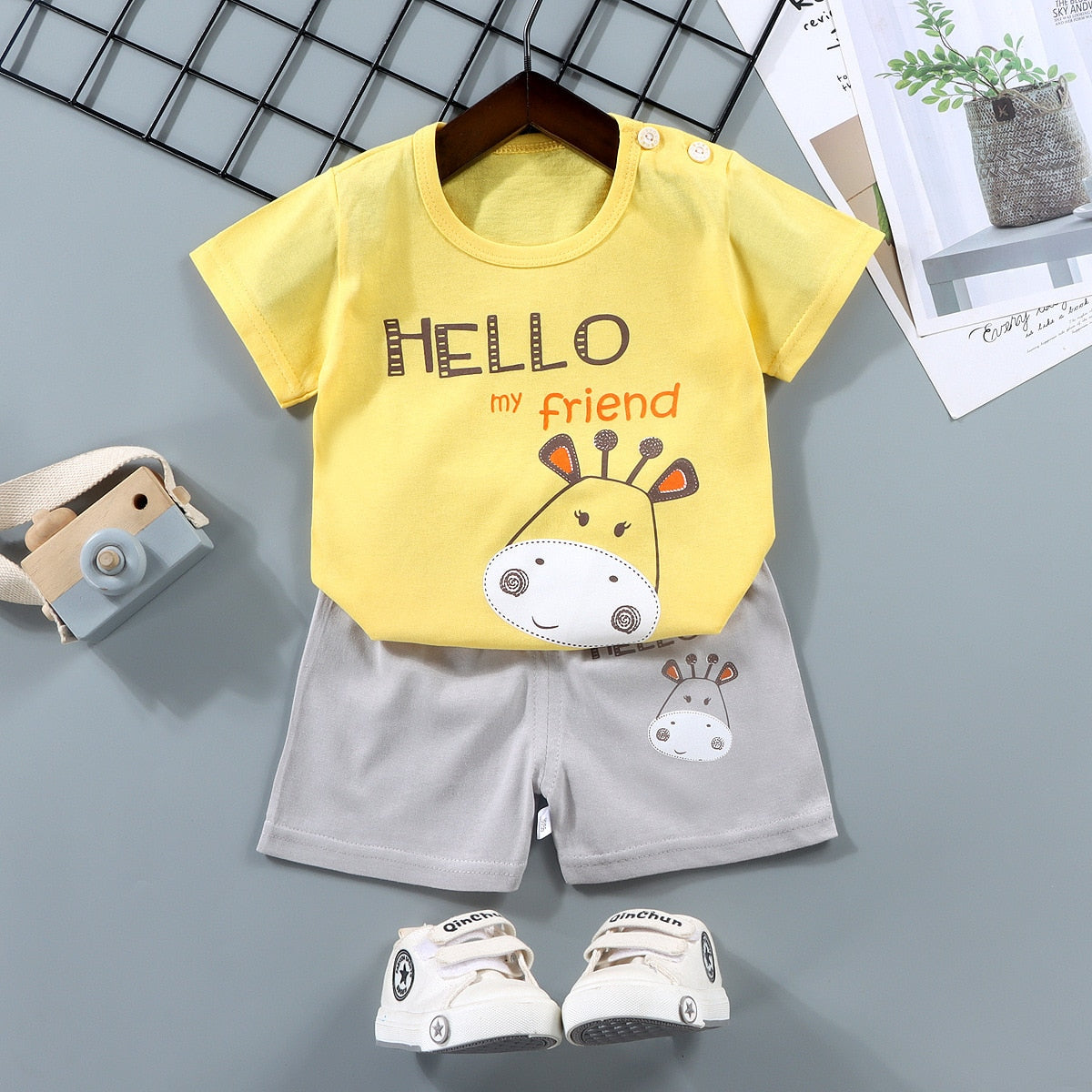 Image of Baby T-Shirt & Pant Set (9m - 5yrs). Stylish comfort for your little one's summer adventures! Shop now at OleOle.