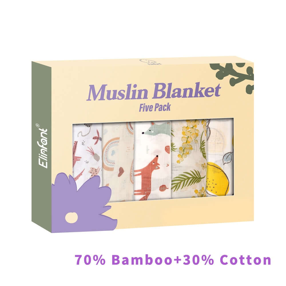 Image of Bamboo Cotton Muslin Bibs Gift Set - 5pcs. Soft, Stylish, and Ideal for Your Baby. Perfect Gift. On Sale Now at OleOle!