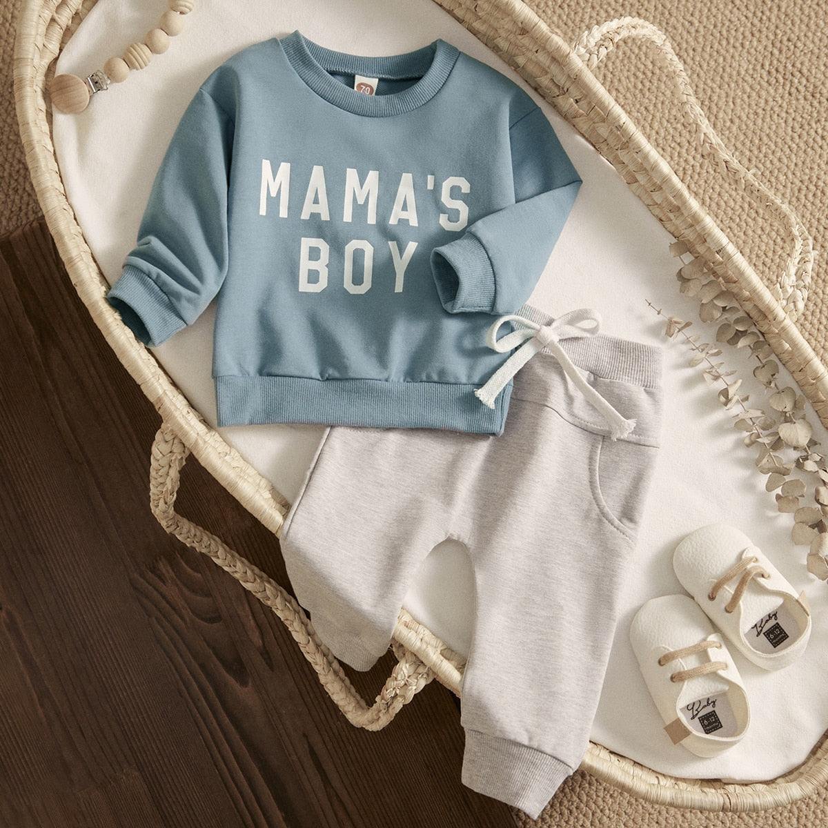 Image of Chic Winter Duo: Newborn 2pcs Set – Fashion Tops and Pants for Baby Boys (0-3yrs). Shop now at OleOle.