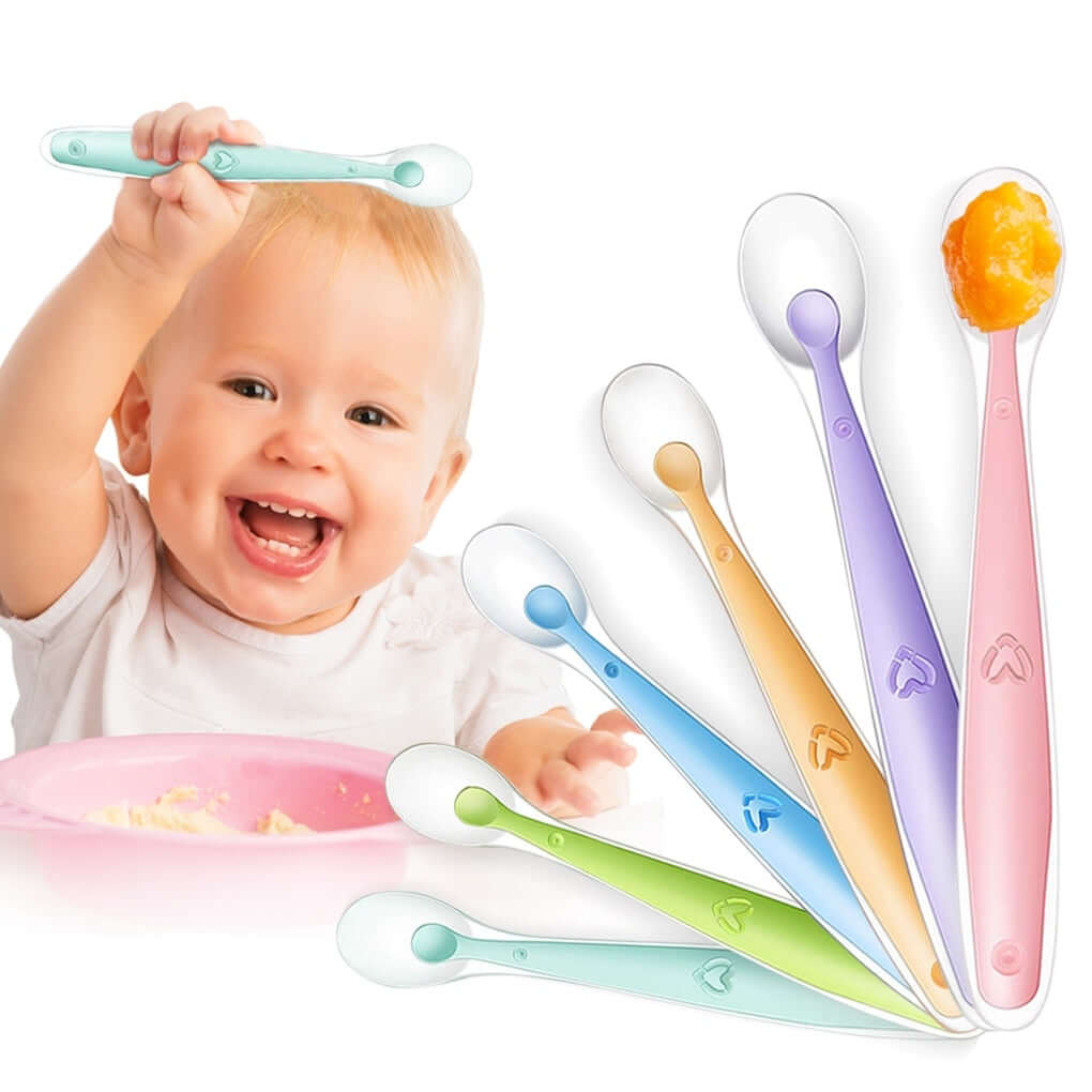 Image of Baby Silicone Spoon: Soft, Safe, and On Sale at OleOle! Complete with Storage Box for a Mess-Free Feeding Experience.