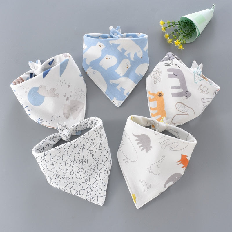 Image of 5pcs Stylish Bandana Baby Bib Set for Ultimate Softness! Shop now at OleOle.