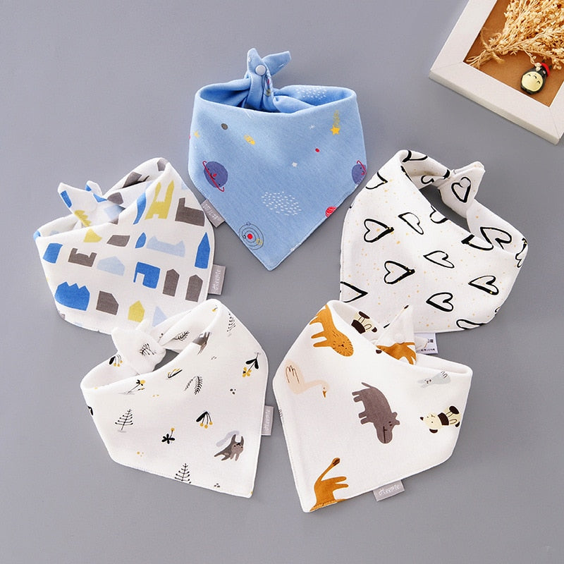 Image of 5pcs Stylish Bandana Baby Bib Set for Ultimate Softness! Shop now at OleOle.