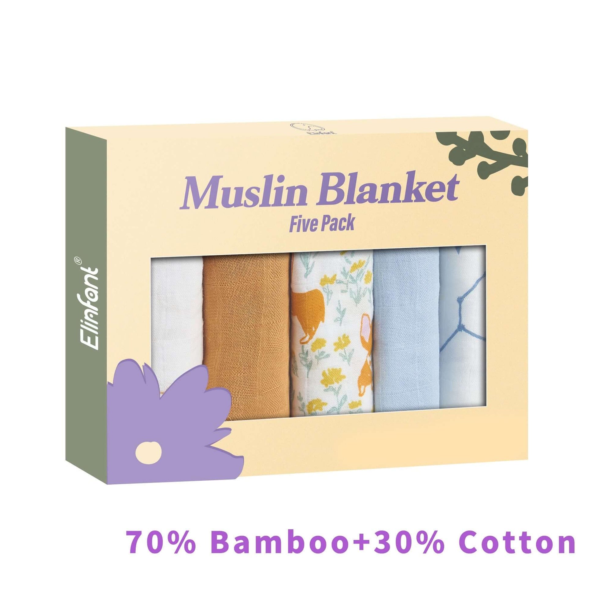 Image of Bamboo Cotton Muslin Bibs Gift Set - 5pcs. Soft, Stylish, and Ideal for Your Baby. Perfect Gift. On Sale Now at OleOle!