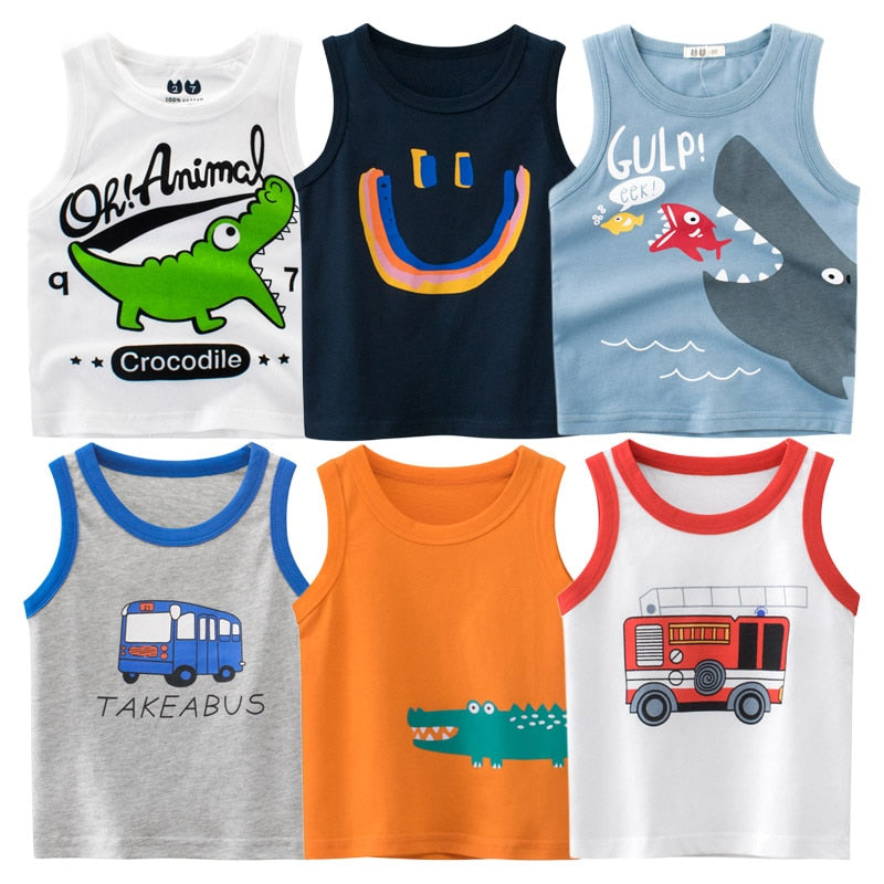 Image of Dino, Shark & Croc prints on baby tees (1-6 yrs). Shop now at OleOle.