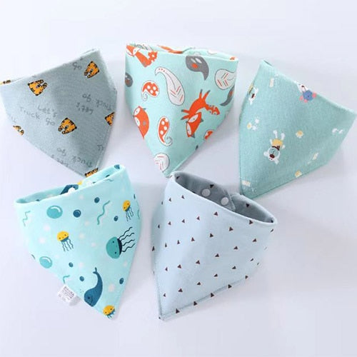 Image of 5pcs Stylish Bandana Baby Bib Set for Ultimate Softness! Shop now at OleOle.