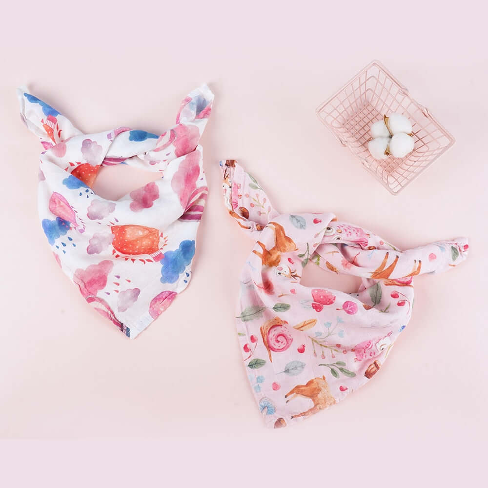 Image of Bamboo Cotton Muslin Bibs Gift Set - 5pcs. Soft, Stylish, and Ideal for Your Baby. Perfect Gift. On Sale Now at OleOle!