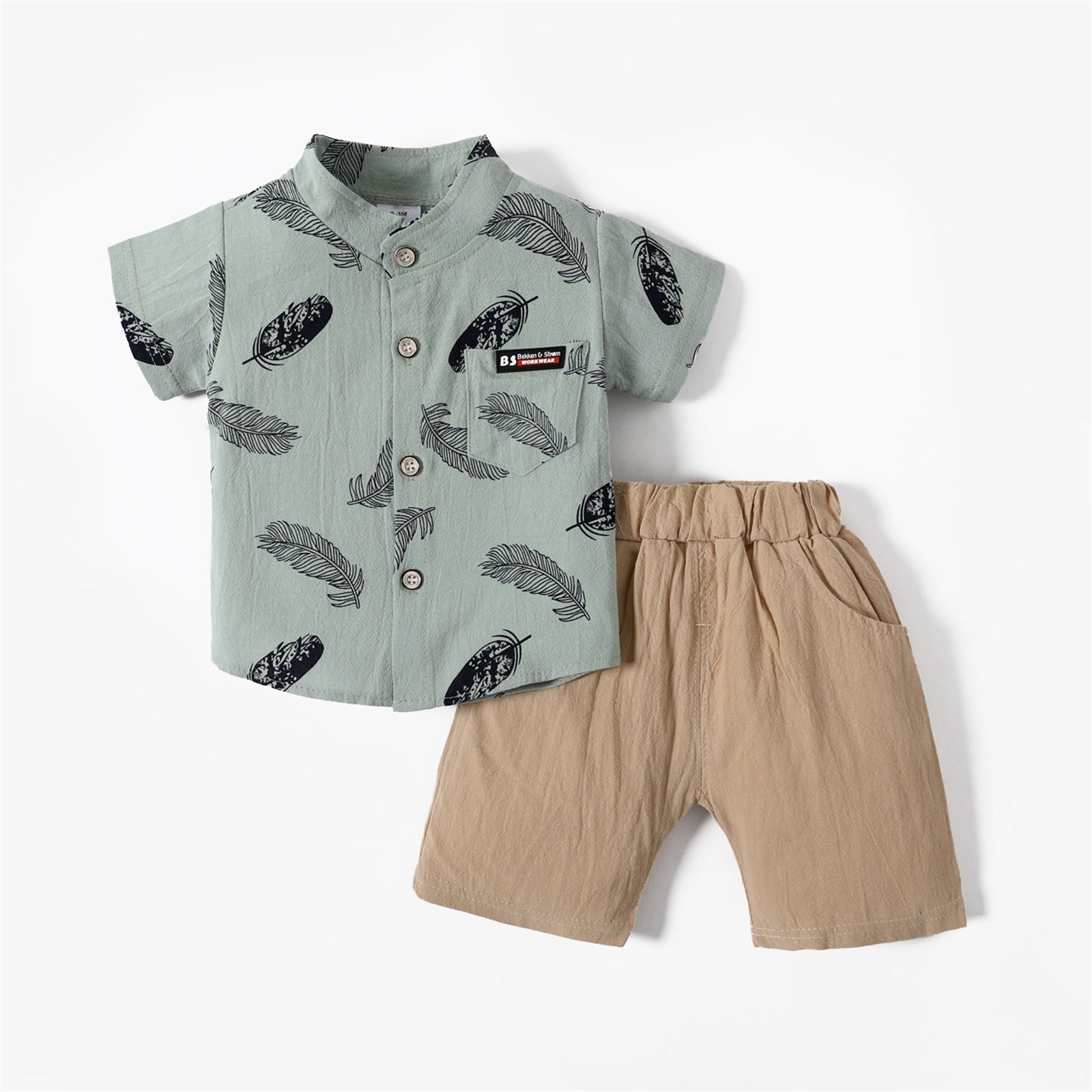 Image of Linen Shirts and Shorts Set for Baby Boys - Cute and Comfortable Outfit by OleOle