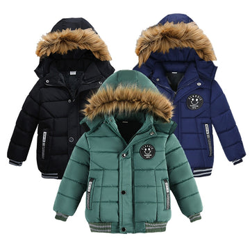 Image of Warm & Stylish Hooded Jacket with Faux Fur Collar for Trendy Baby Boys (2-6 yrs) - Winter Essentials! Shop now at OleOle.