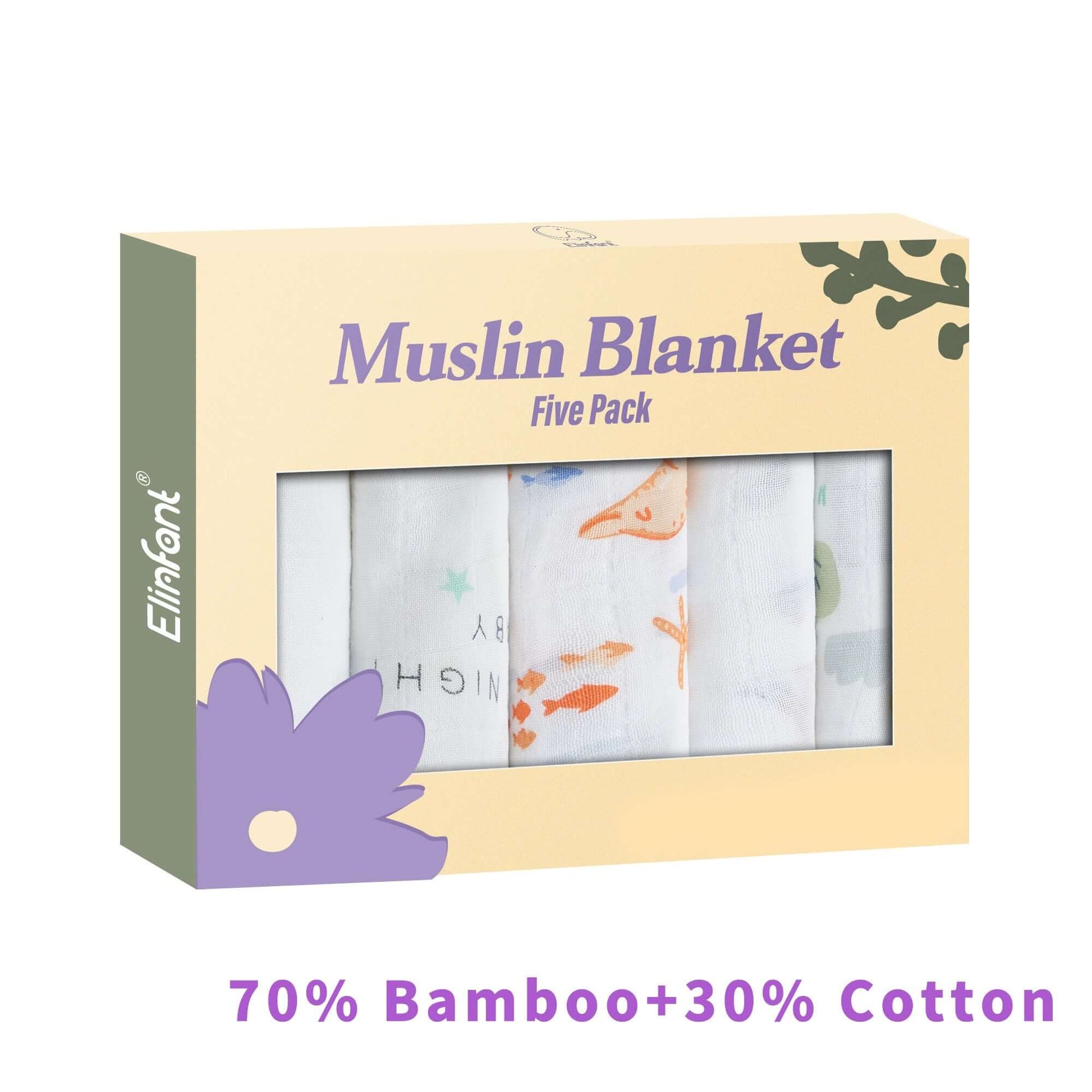 Image of Bamboo Cotton Muslin Bibs Gift Set - 5pcs. Soft, Stylish, and Ideal for Your Baby. Perfect Gift. On Sale Now at OleOle!