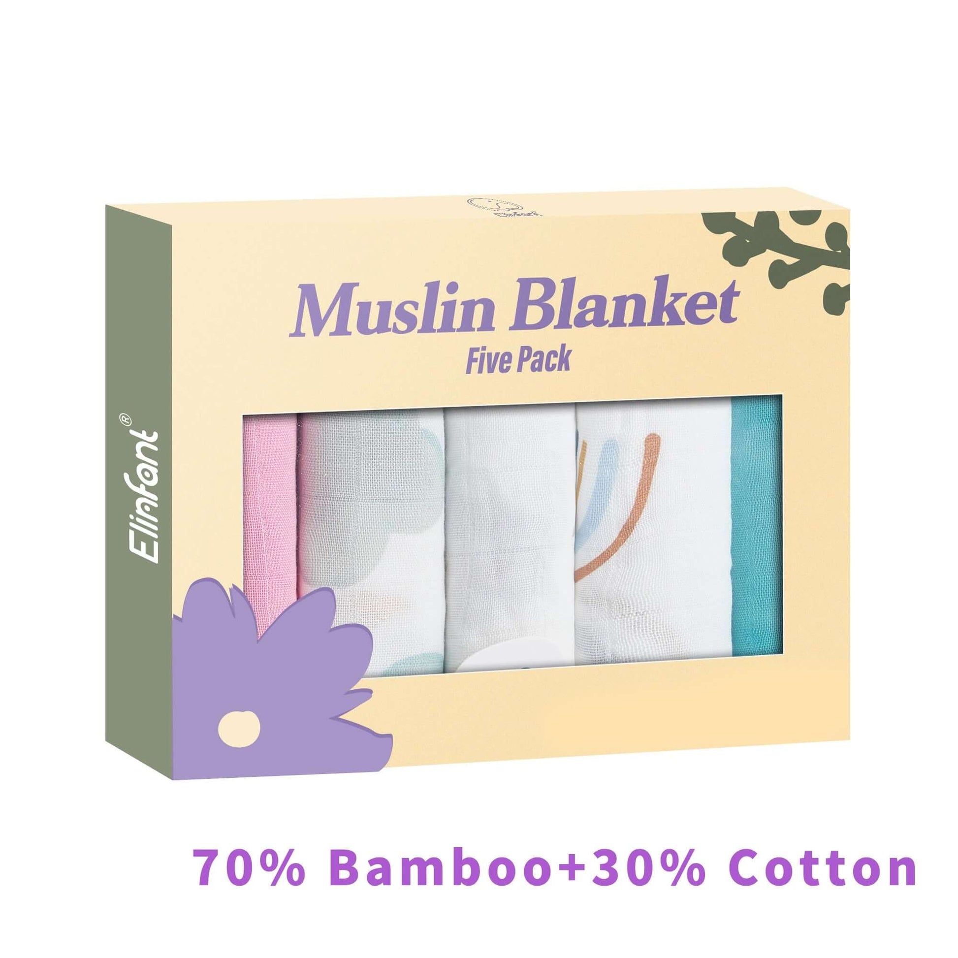 Image of Bamboo Cotton Muslin Bibs Gift Set - 5pcs. Soft, Stylish, and Ideal for Your Baby. Perfect Gift. On Sale Now at OleOle!