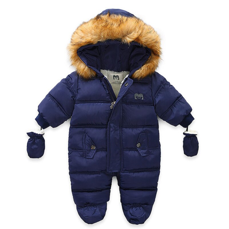 Image of Cosy romper set with gloves and hood, Sizes 0-2 yrs - Winter warmth for baby girls! Shop now at OleOle.