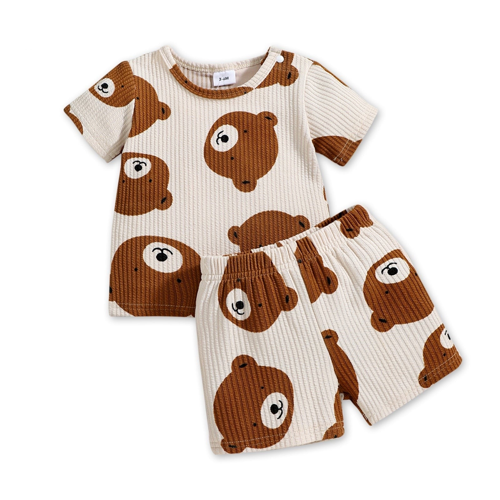 Image of Linen Ribbed Top and Short Set for Baby - Cute and Comfortable Infant Outfit by OleOle