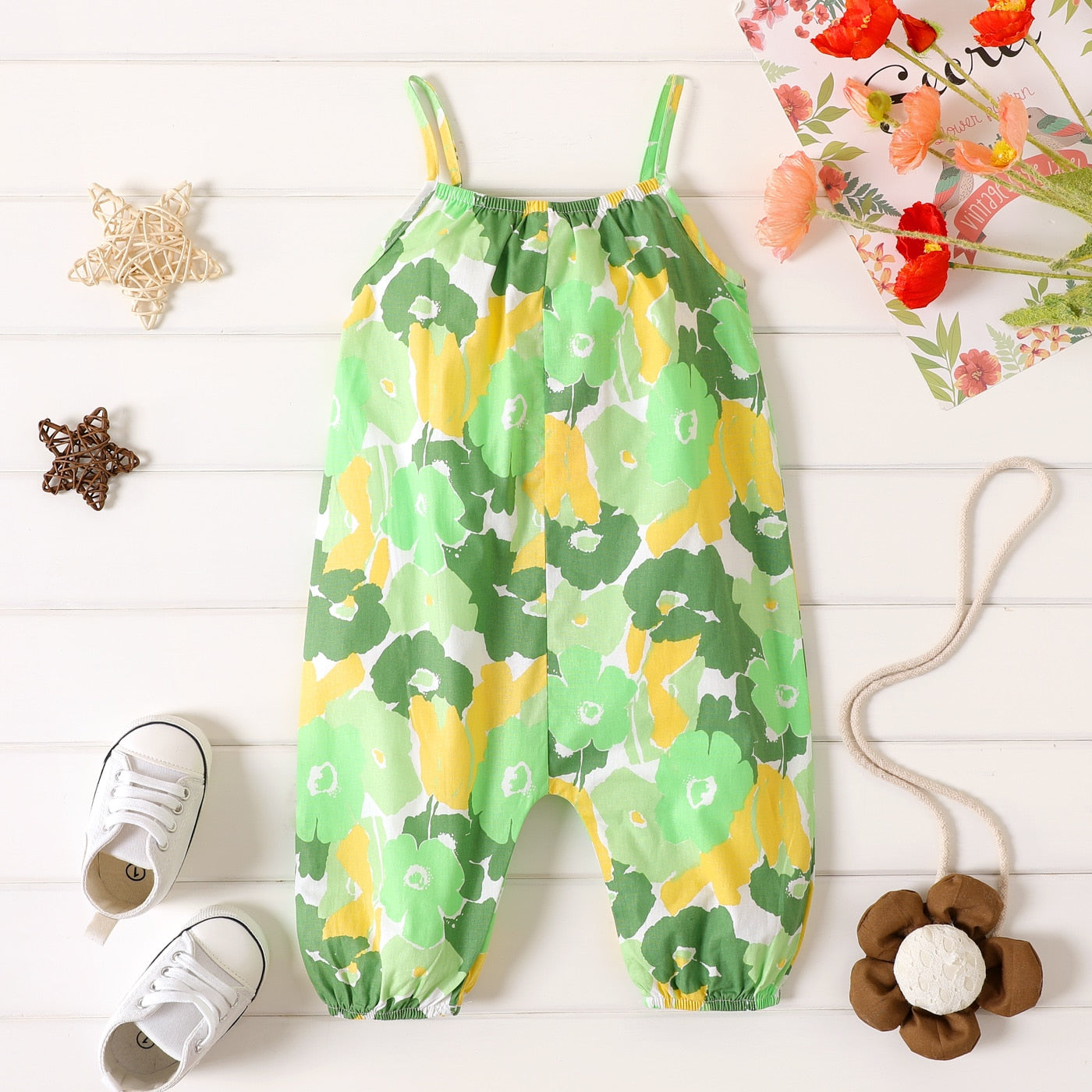 Image of Hot Fashion Linen Jumpsuit Romper for Baby Girls aged 3 monts - 3 yrs. Stylish attire for your little one's playful days. Chic & comfy! Shop now at OleOle.