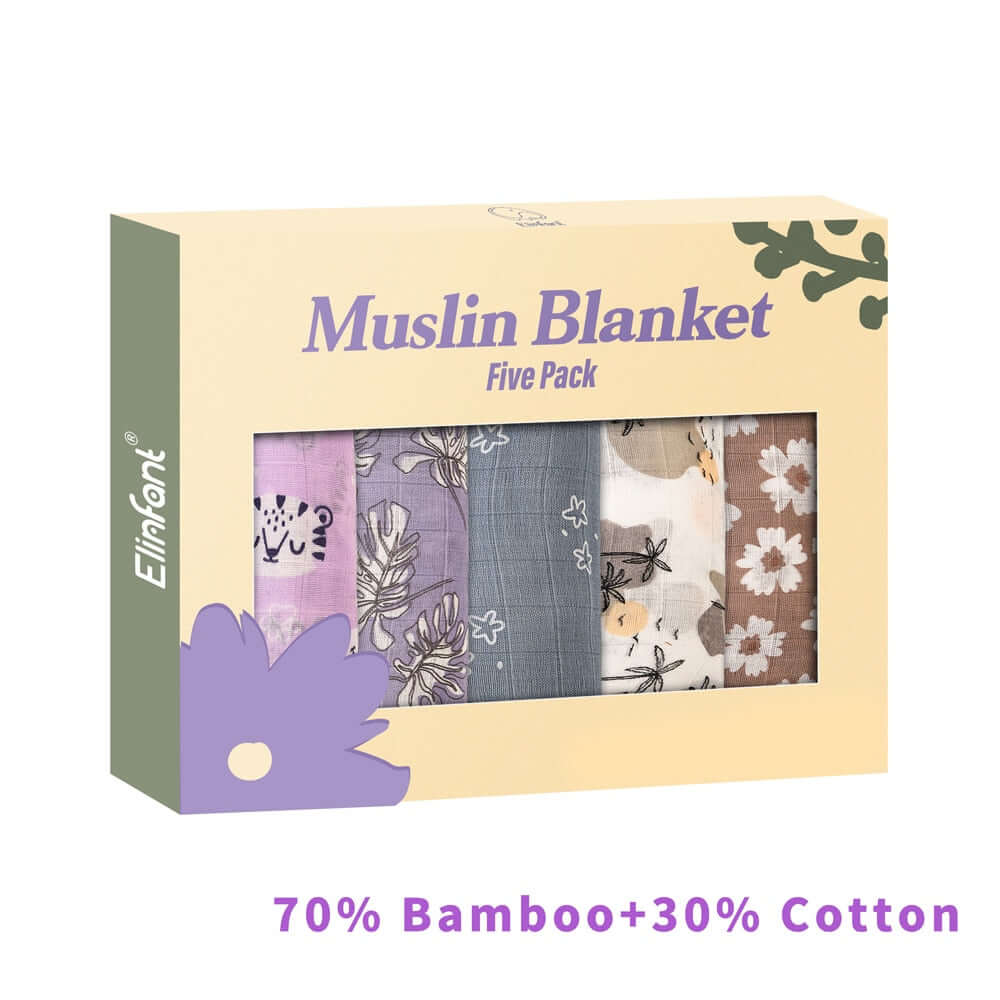 Image of Bamboo Cotton Muslin Bibs Gift Set - 5pcs. Soft, Stylish, and Ideal for Your Baby. Perfect Gift. On Sale Now at OleOle!