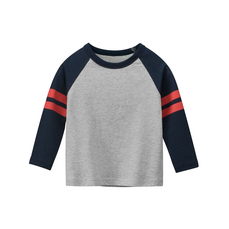 Image of Chic & comfy full-sleeve kids tee, ages 2-9. Elevate their style effortlessly. Shop now at OleOle.