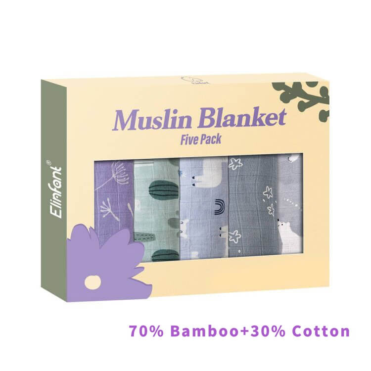 Image of Bamboo Cotton Muslin Bibs Gift Set - 5pcs. Soft, Stylish, and Ideal for Your Baby. Perfect Gift. On Sale Now at OleOle!