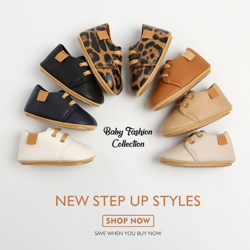Image of Chic leather shoes for newborns: 0-18 months. Style and comfort for tiny toes! Shop now at OleOle.