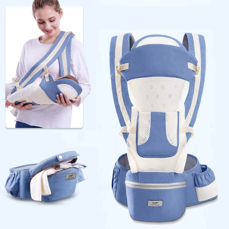 Image of Ergonomic Baby Carrier with Storage for infants up to 2 years old from OleOle. Provides comfort and convenience for parents on-the-go.