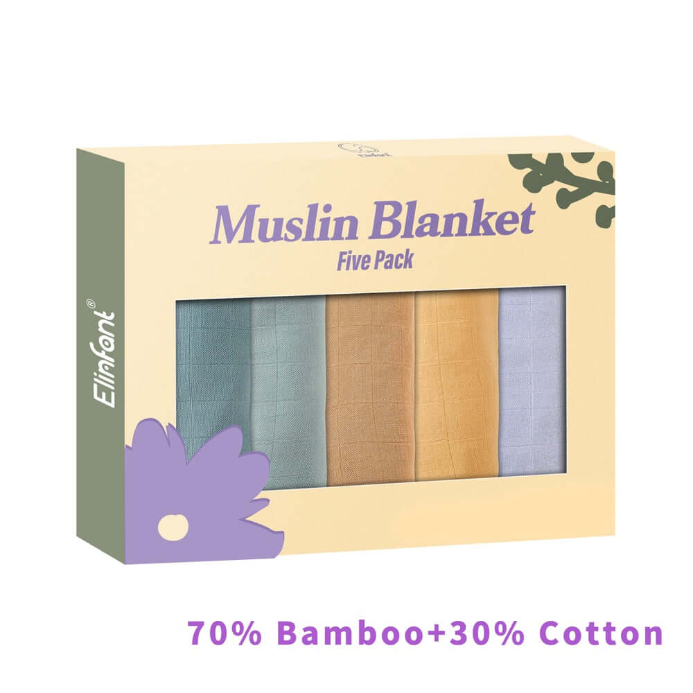 Image of Bamboo Cotton Muslin Bibs Gift Set - 5pcs. Soft, Stylish, and Ideal for Your Baby. Perfect Gift. On Sale Now at OleOle!