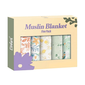 OleOle Bamboo Cotton Muslin Baby Scarf Bibs Gift Box 5pcs Set