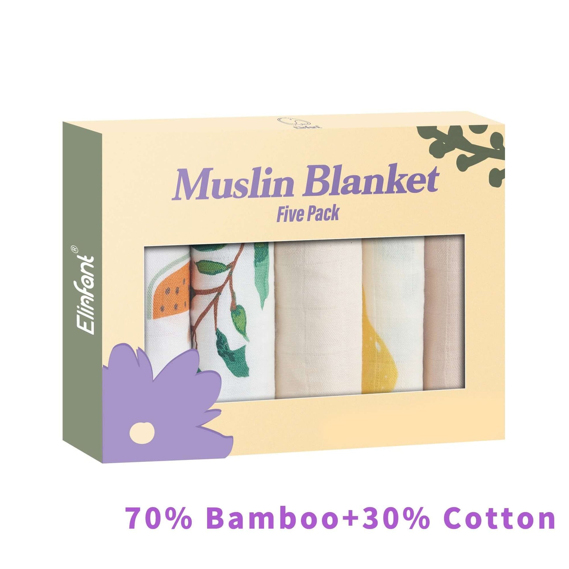 Image of Bamboo Cotton Muslin Bibs Gift Set - 5pcs. Soft, Stylish, and Ideal for Your Baby. Perfect Gift. On Sale Now at OleOle!