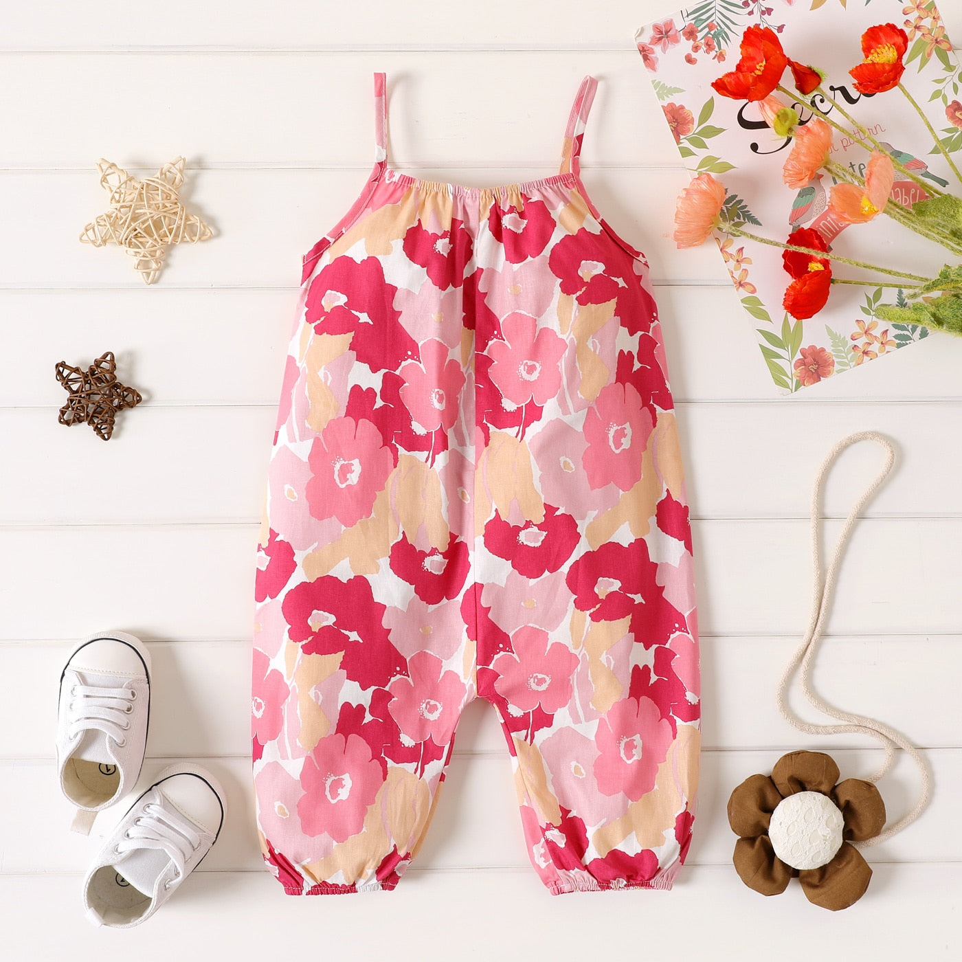 Image of Hot Fashion Linen Jumpsuit Romper for Baby Girls aged 3 monts - 3 yrs. Stylish attire for your little one's playful days. Chic & comfy! Shop now at OleOle.